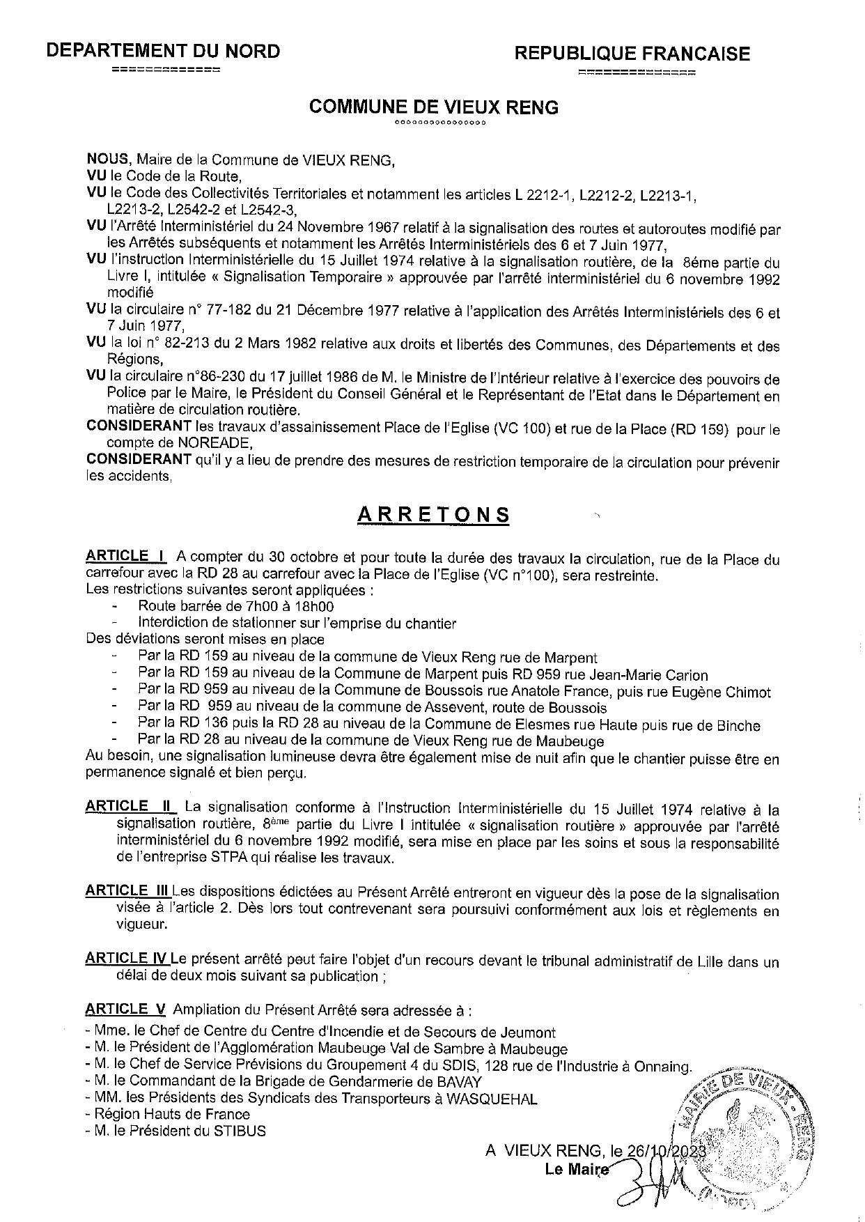 ARRETE ROUTE BARREECARREFOUR PLACE DE LEGLISE page 0001